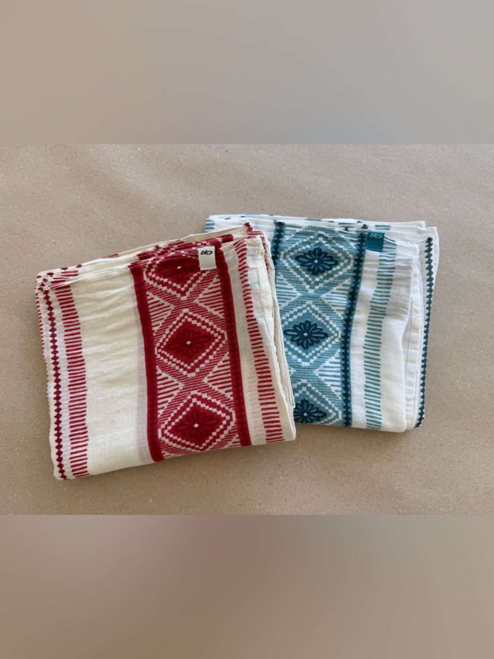 Outdoor Research — (2) Infinity Scarves - Red & Teal Diamond Stripe — Size OS